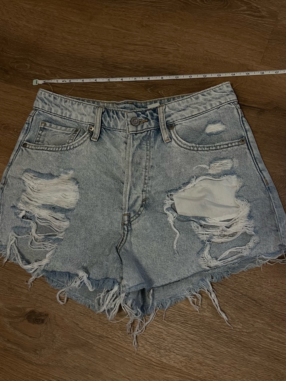 H&M Light Blue Distressed Denim Shorts